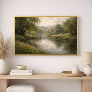 Classical Countryside Landscape | River Canvas Wall Art