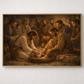jesus washing the disciples feet, framed canvas 