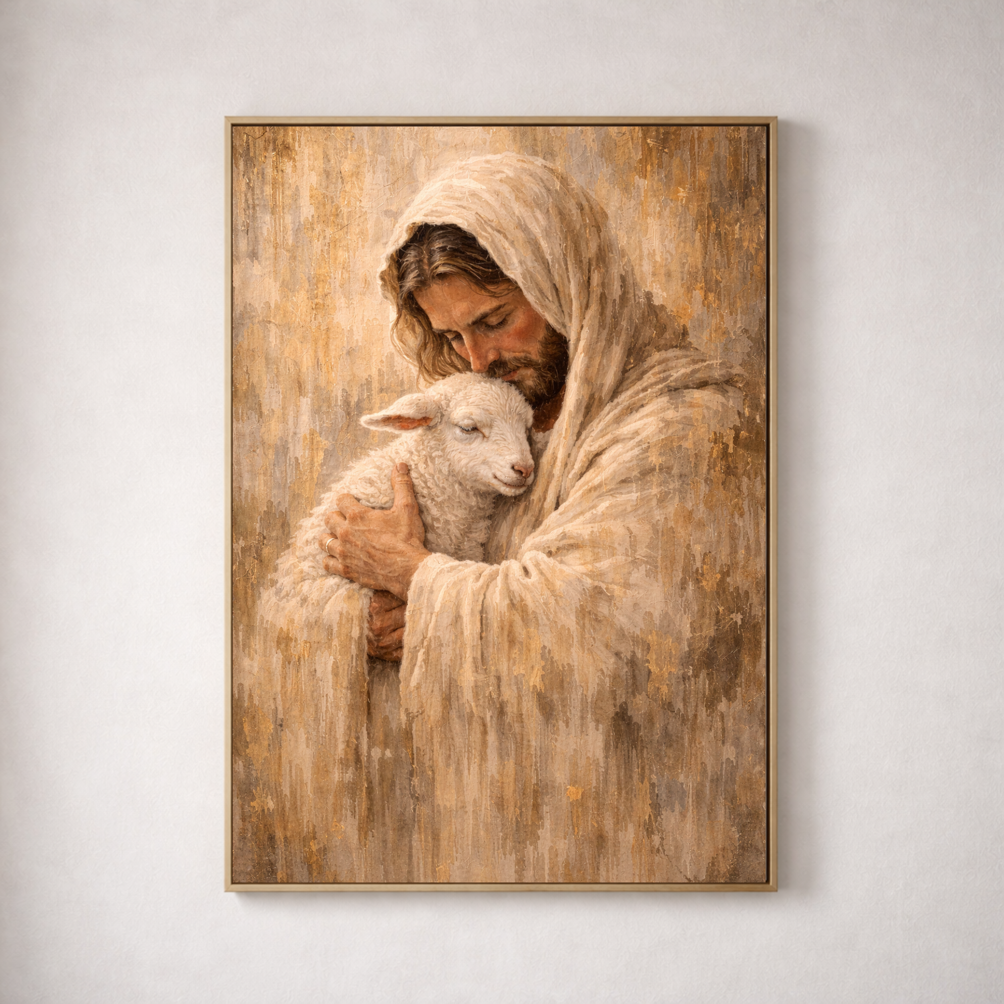 Jesus holding a lamb fine art modern canvas art