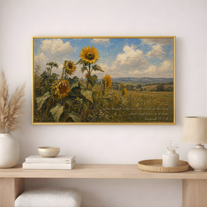 Jeremiah 17:7-8 Wall Art | Sunflower Field Christian Canvas