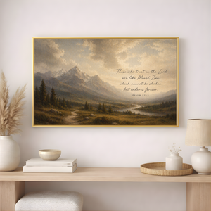 Psalm 125:1 Mountain Scripture Wall Art | Christian Canvas