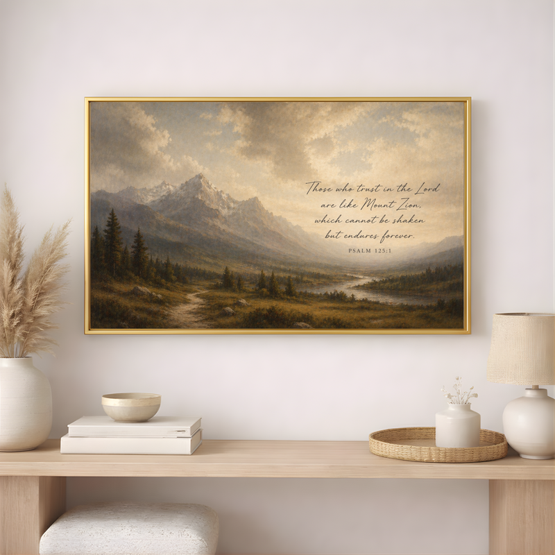Psalm 125:1 Mountain Scripture Wall Art | Christian Canvas