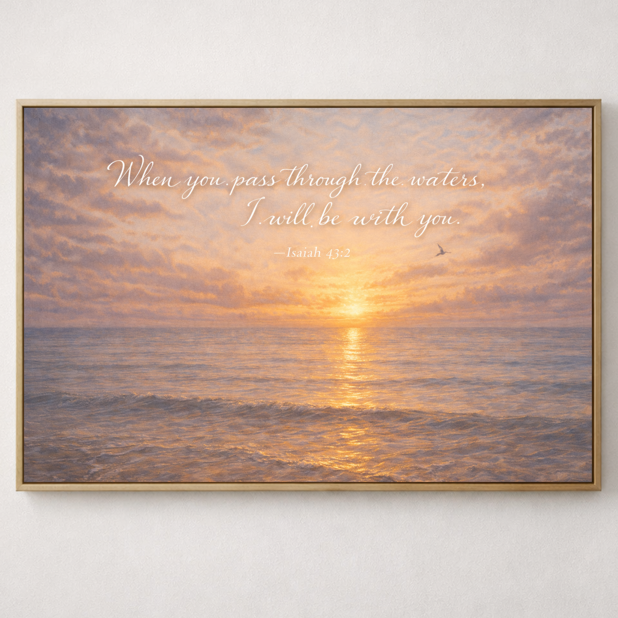 calming ocean view with scripture canvas wall art