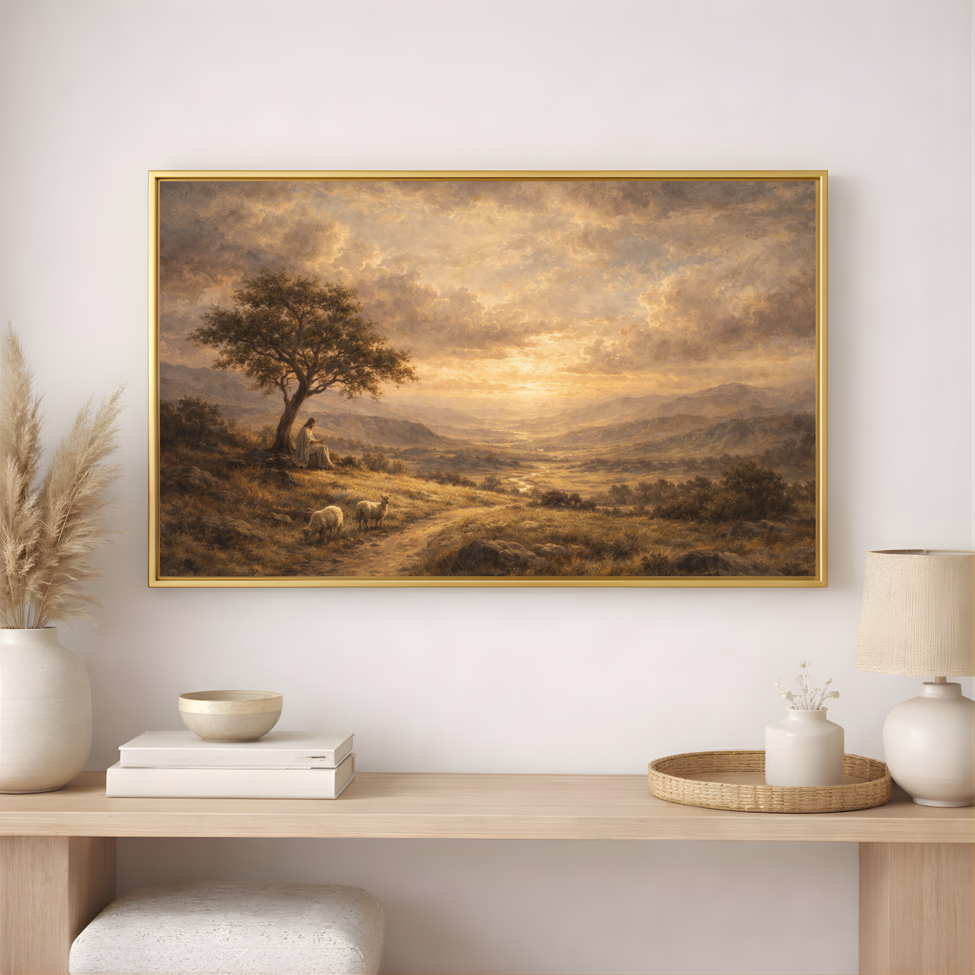 I Rested Sunset Rest At Sunset Canvas | Good Shepherd Jesus Wall Art โ AllGraceGivenCo