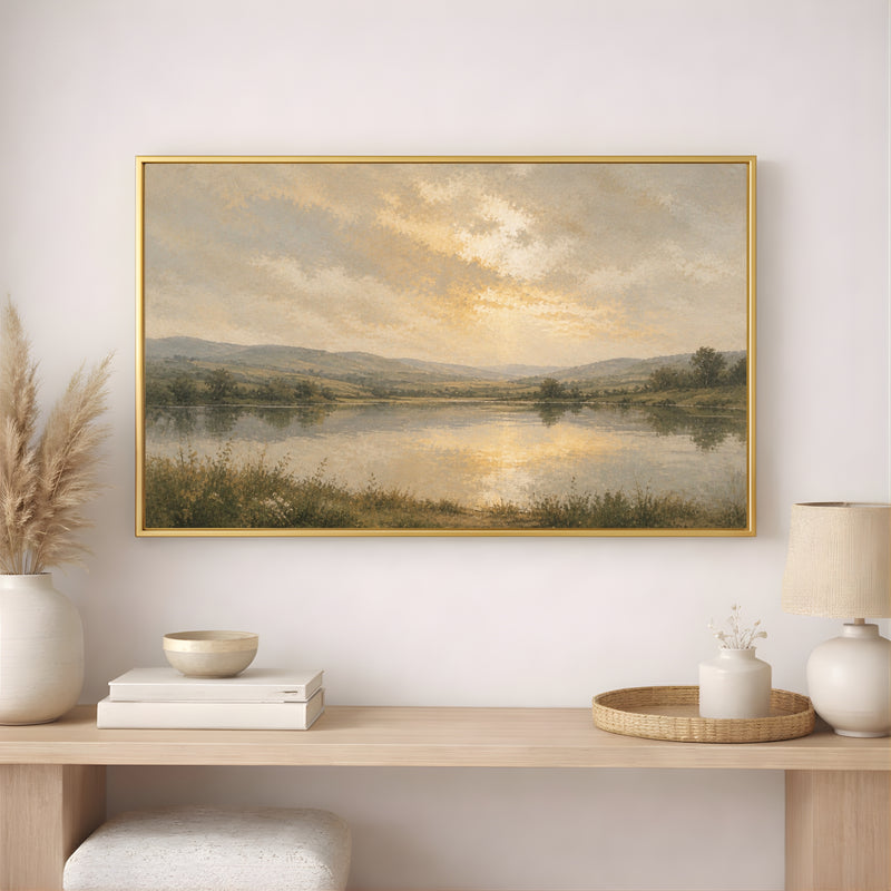Neutral Pastel Countryside Painting | Christian Canvas