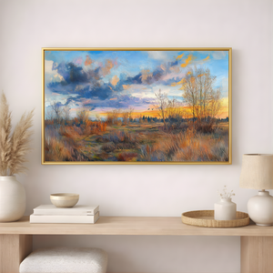 Sunset Blues | Blue Prairie Landscape Canvas Wall Art
