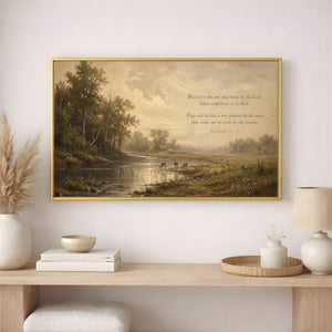 Deer By Flowing Streams | Jeremiah 17:7-8 Canvas Wall Art