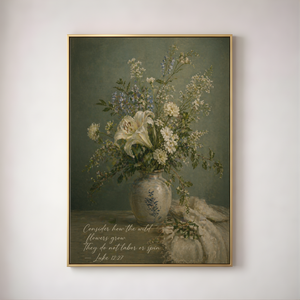 Luke 12:27 | Botanical Christian Canvas Wall Art