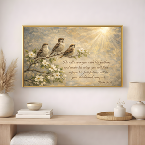 He Will Cover You With His Feathers | Psalm 91:4 Canvas