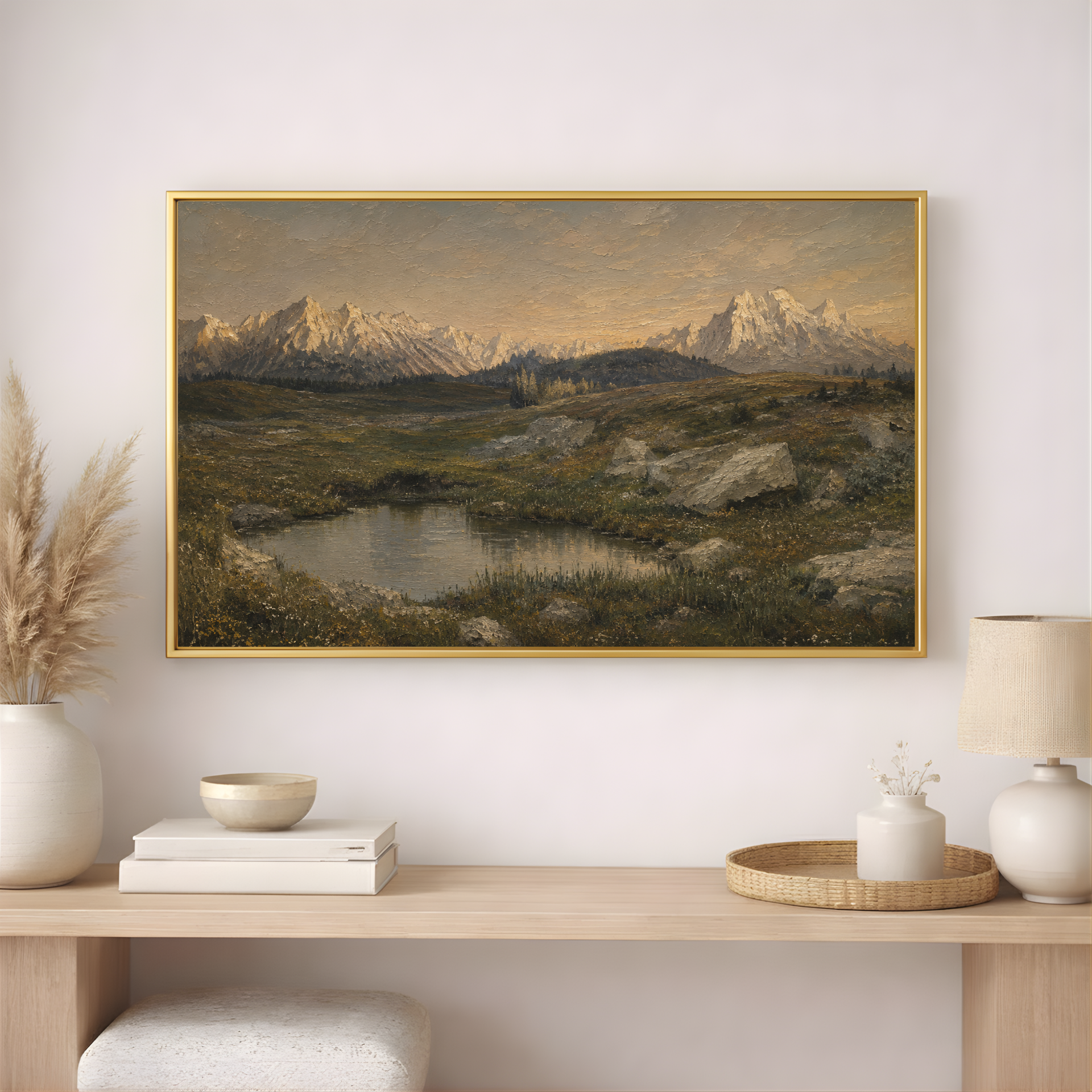 Alpine Stillness Mountain Landscape Canvas | Oil Painting Wall Art