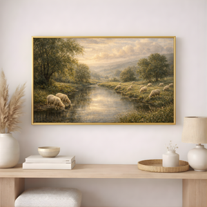 Peaceful Sheep Meadows | Good Shepherd Landscape Canvas