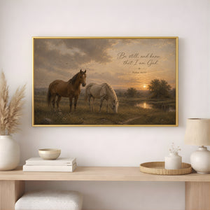 Psalm 46:10 Horses Wall Art | Christian Canvas Print
