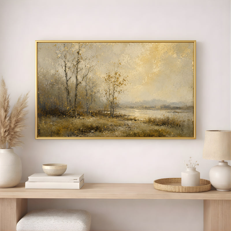 The Golden Lake | Landscape Canvas Art