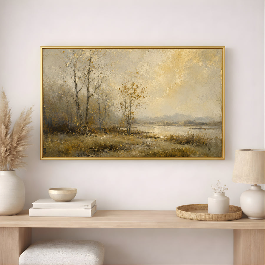 The Golden Lake | Landscape Canvas Art