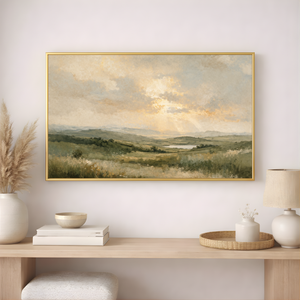 Rustic Meadows | Minimal Sage Green Landscape Canvas