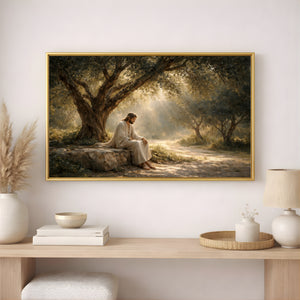 Under The Olive Tree | Jesus In Prayer Canvas Wall Art