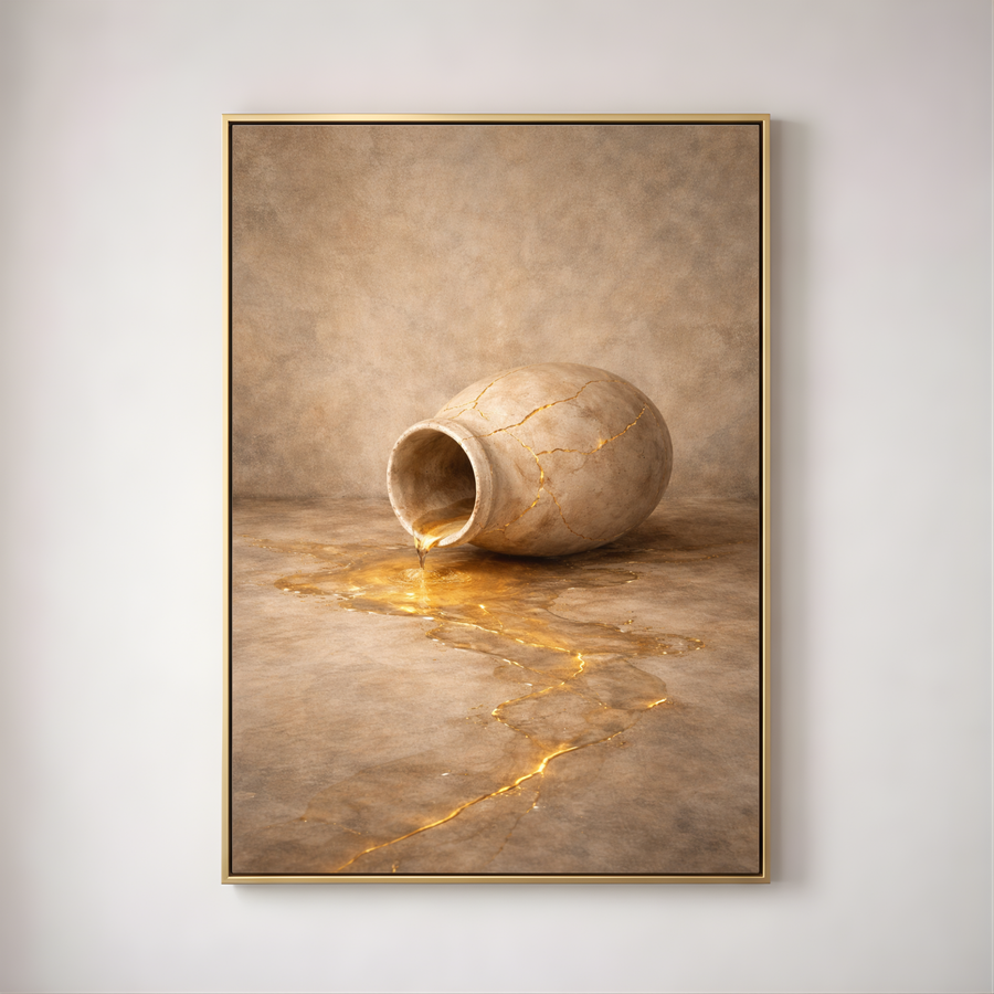 The Broken Vessel | Kintsugi Healing Canvas Wall Art