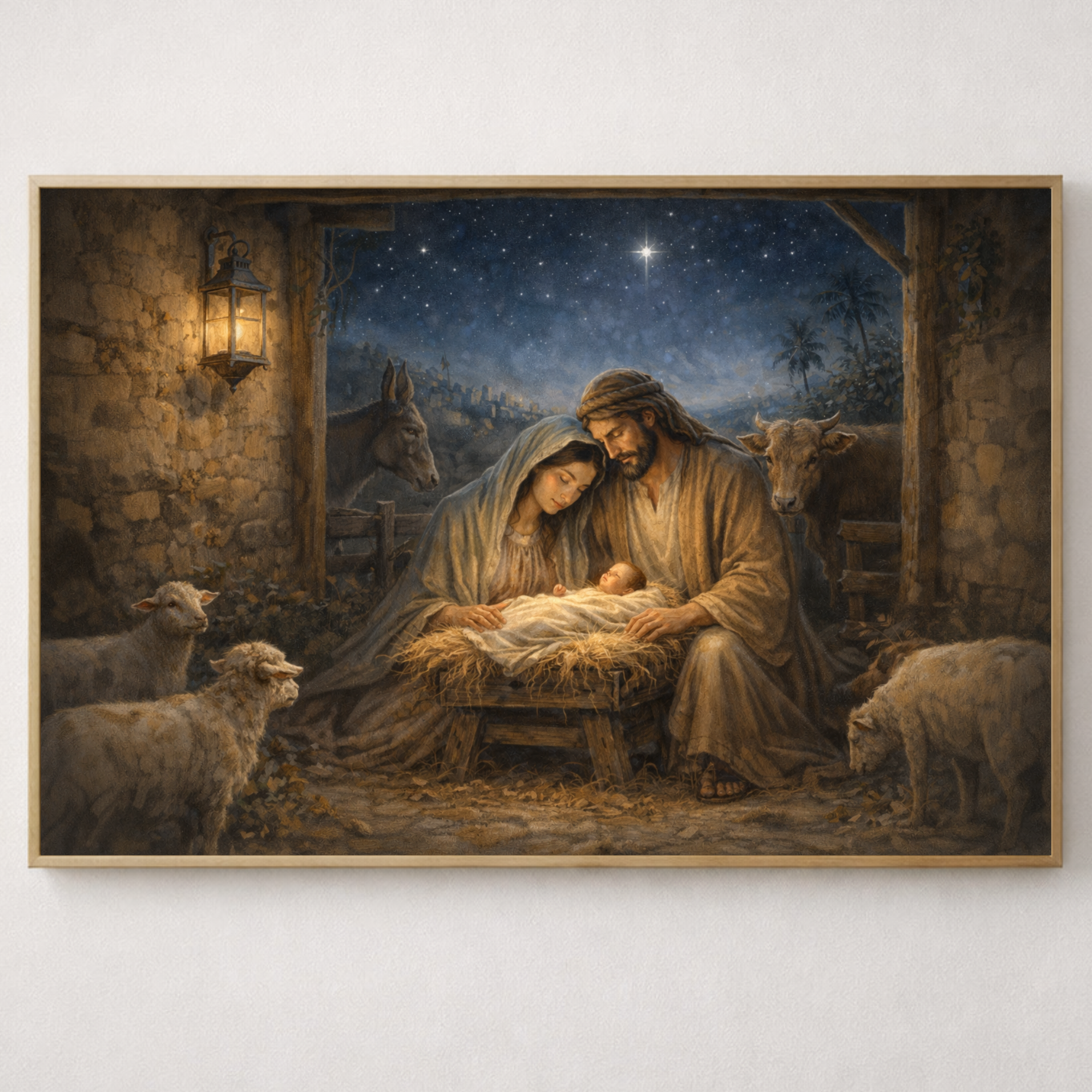 nativity scene framed canvas 