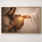 Faith-inspired kintsugi Christian art symbolizing healing, restoration, and redemption. 