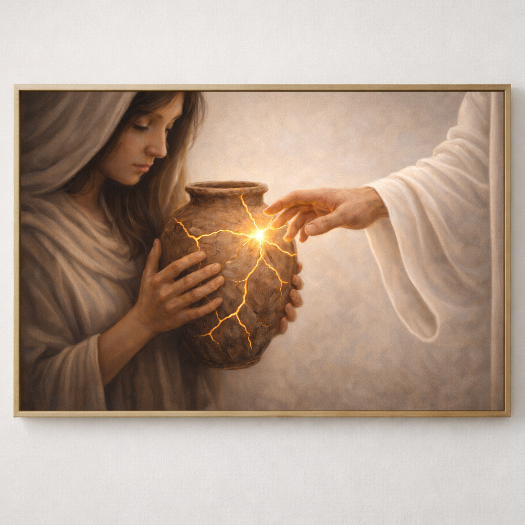 Faith-inspired kintsugi Christian art symbolizing healing, restoration, and redemption. 