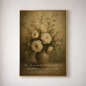 Psalm 92:13 Still Life Botanical | Christian Wall Art