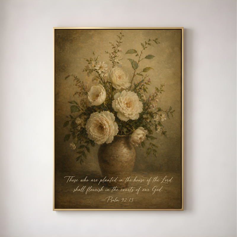 Psalm 92:13 Still Life Botanical | Christian Wall Art