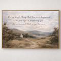 Peaceful Christian landscape artwork featuring an inspirational faith message about purpose and divine timing. 