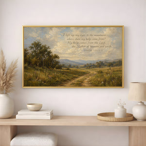 Psalm 121 Landscape | Rustic Mountain Canvas Wall Art