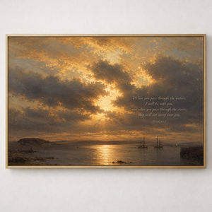 Isaiah 43:2 Coastal Seascape | Christian Canvas Art