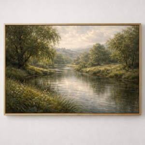 Classical Countryside Landscape | River Canvas Wall Art