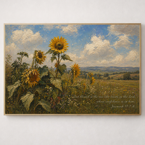 Jeremiah 17:7-8 Wall Art | Sunflower Field Christian Canvas
