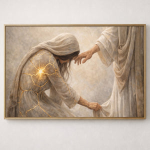 Kintsugi Healed By His Touch | Christian Canvas Wall Art