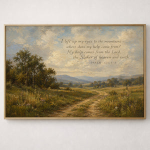 Psalm 121 Landscape | Rustic Mountain Canvas Wall Art