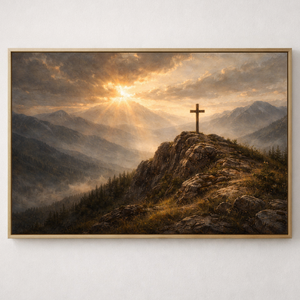Cross On The Hill | Christian Canvas Wall Art
