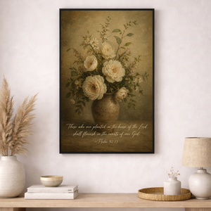 Psalm 92:13 Still Life Botanical | Christian Wall Art