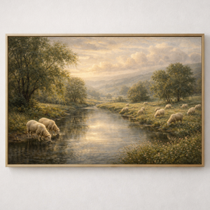 Peaceful Sheep Meadows | Good Shepherd Landscape Canvas