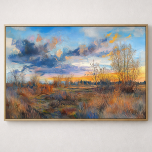 Sunset Blues | Blue Prairie Landscape Canvas Wall Art
