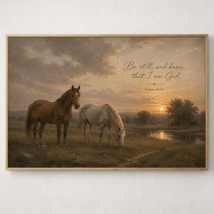 Psalm 46:10 Horses Wall Art | Christian Canvas Print