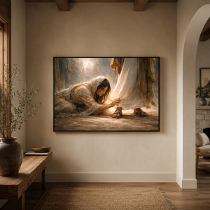 Woman Healed By Faith | Horizontal Christian Canvas Wall Art