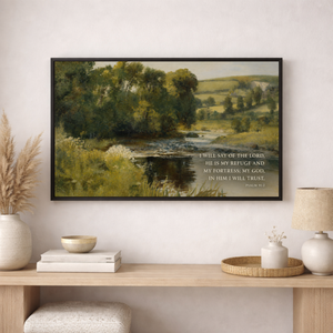 Psalm 91:2 | Vintage Pastoral Christian Landscape Canvas
