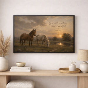 Psalm 46:10 Horses Wall Art | Christian Canvas Print