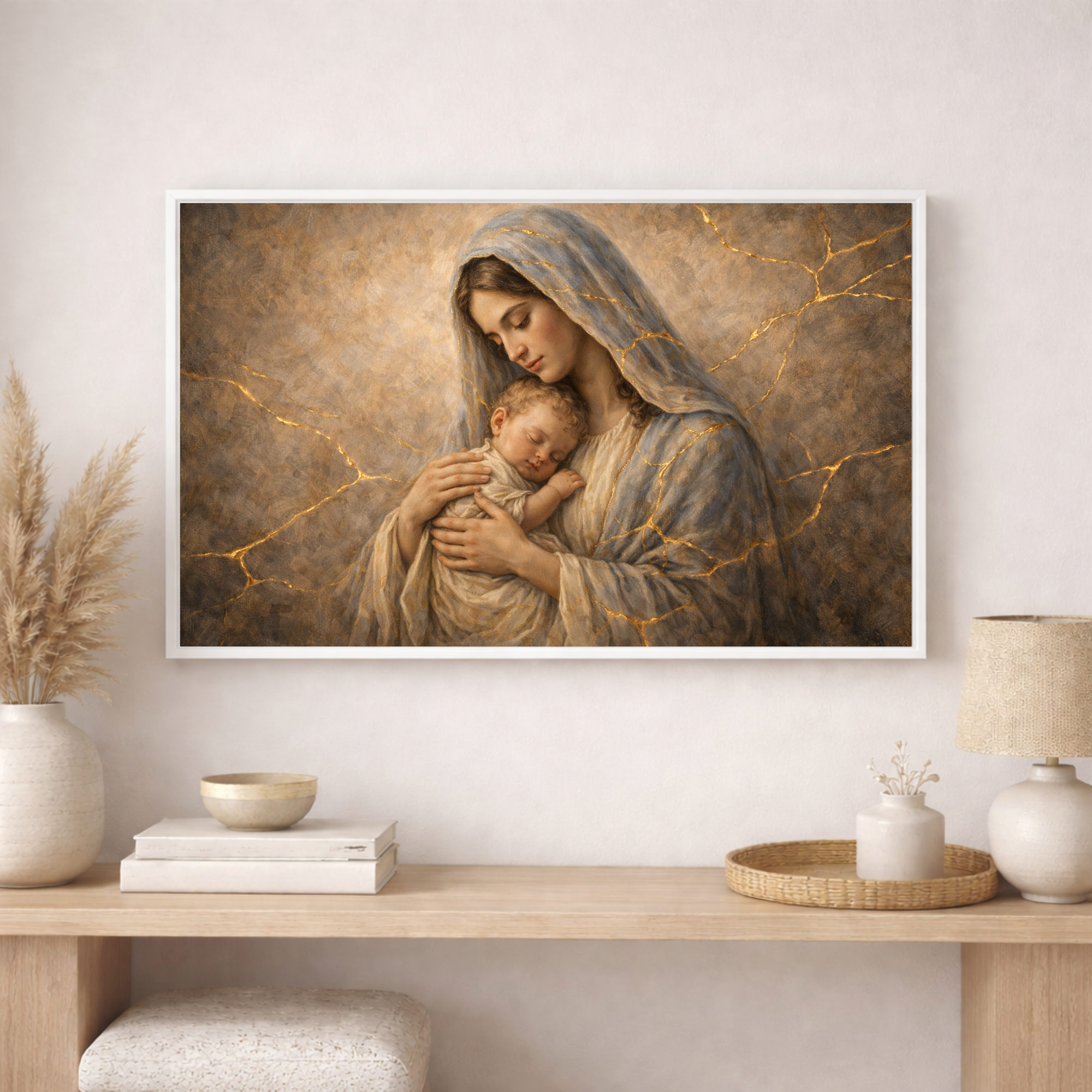 "Virgin Mary and Child Kintsugi"