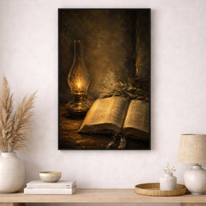 The Oil Lamp | Vintage Christian Still Life