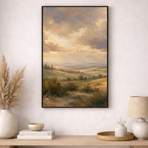 Vintage Countryside | Golden Horizon Landscape Wall Art