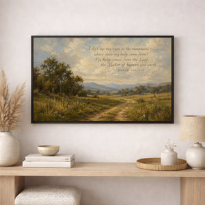 Psalm 121 Landscape | Rustic Mountain Canvas Wall Art