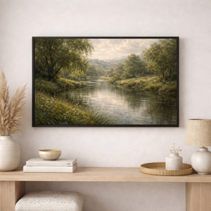 Classical Countryside Landscape | River Canvas Wall Art