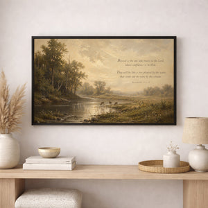 Deer By Flowing Streams | Jeremiah 17:7-8 Canvas Wall Art