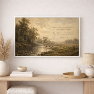 Deer By Flowing Streams | Jeremiah 17:7-8 Canvas Wall Art