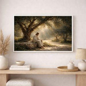 Under The Olive Tree | Jesus In Prayer Canvas Wall Art
