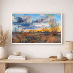 Sunset Blues | Blue Prairie Landscape Canvas Wall Art